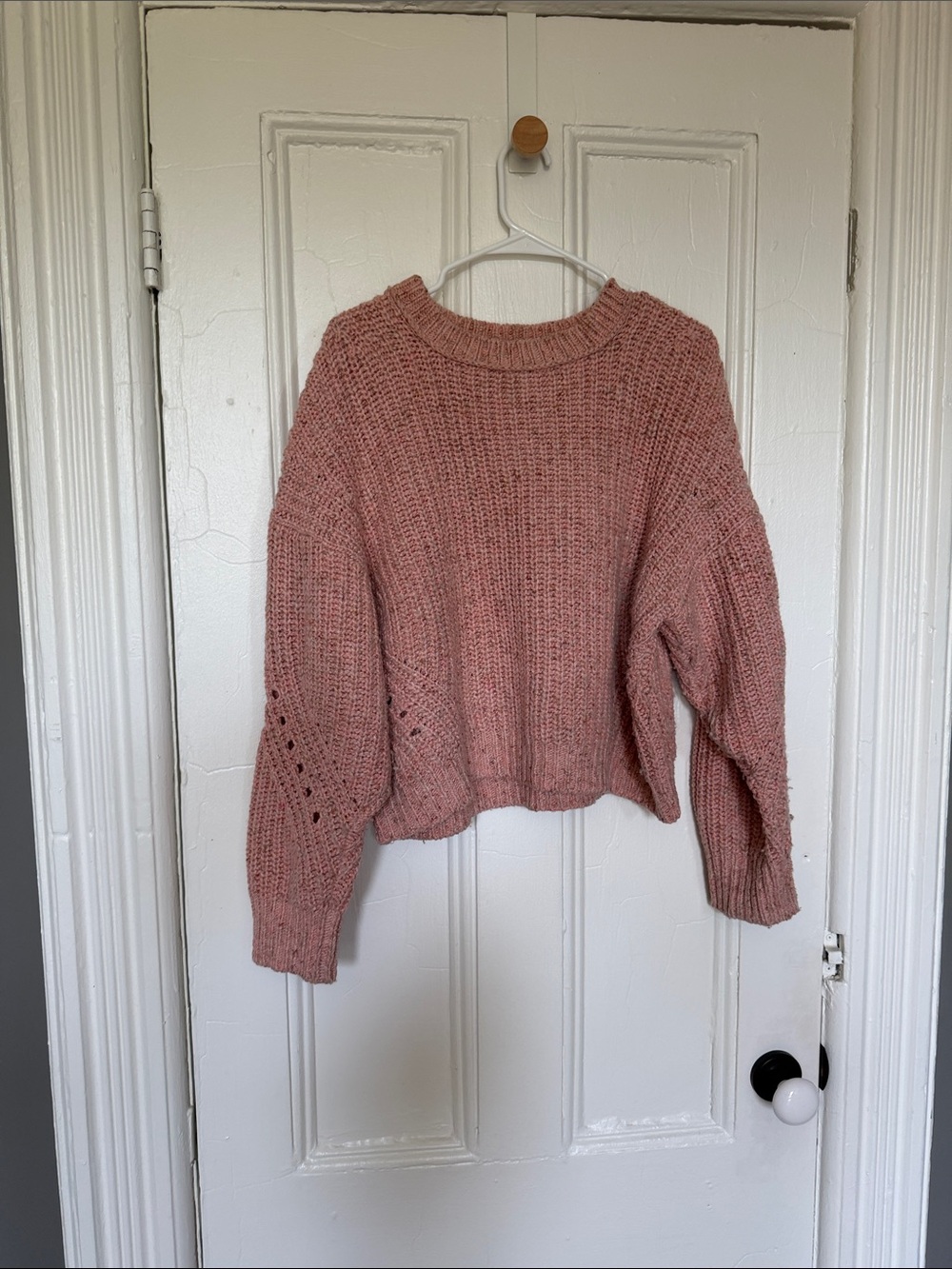 J. Crew Cropped Chunky Knit Sweater in Dusty Rose